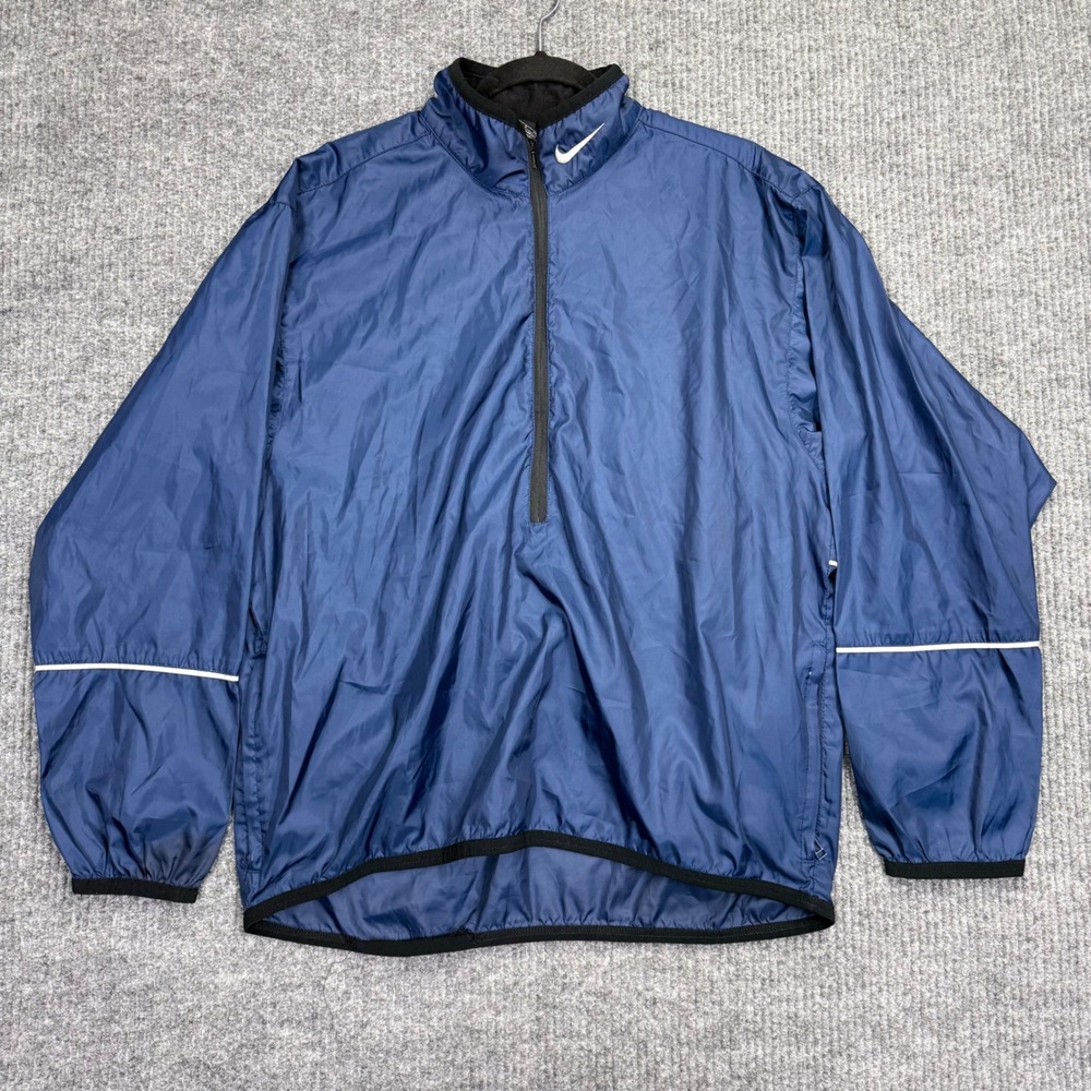 Nike Mens Navy Blue Half Zip Windbreaker Pullover Jacket Small Vintage 90s